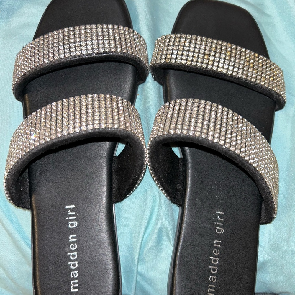 Madden Girl Silver Rhinestone Sandals